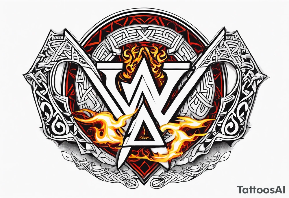 Valhalla sword shield dragon axe Valknut fire tattoo idea Valhalla sword shield dragon axe Valknut fire tattoo idea