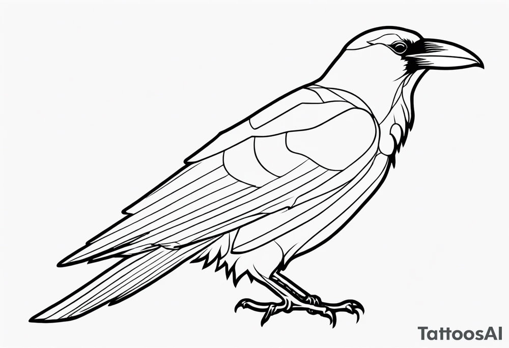 outline of a tall Raven tattoo idea