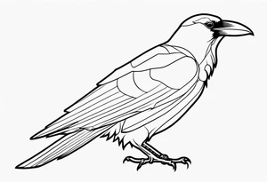 outline of a tall Raven tattoo idea