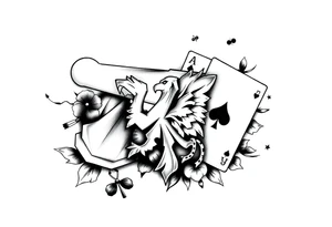 poland symbol and poker cards tattoo idea