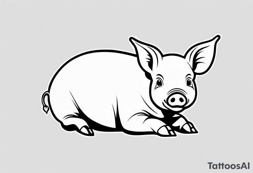 very cute piglet.
outline only.
black and white only.
only show the piglet. no extra lines or decoration.
no black shading tattoo idea