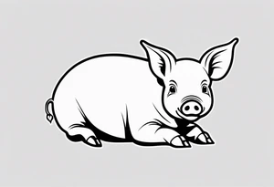 very cute piglet.
outline only.
black and white only.
only show the piglet. no extra lines or decoration.
no black shading tattoo idea