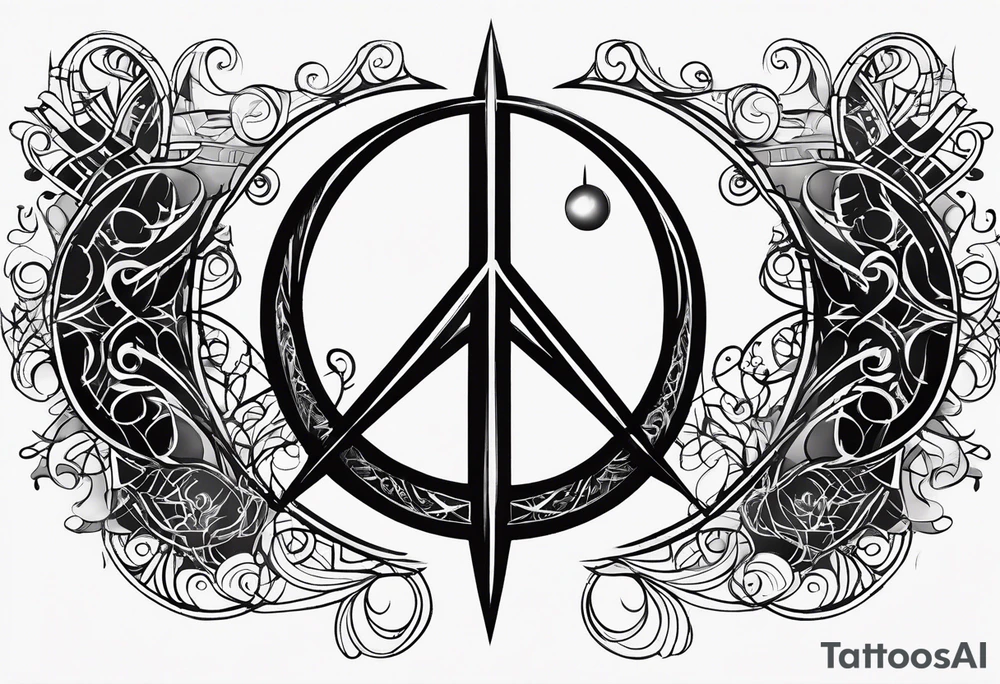 Crescent moon symbol, freedom symbol,  peace symbol, atheist symbol all combined into one abstract tattoo idea