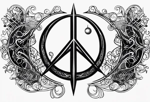 Crescent moon symbol, freedom symbol,  peace symbol, atheist symbol all combined into one abstract tattoo idea