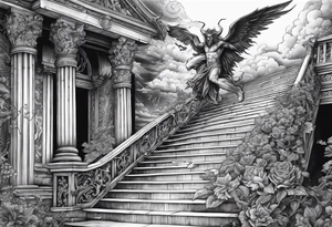 Satan falling down the stairway to heaven tattoo idea