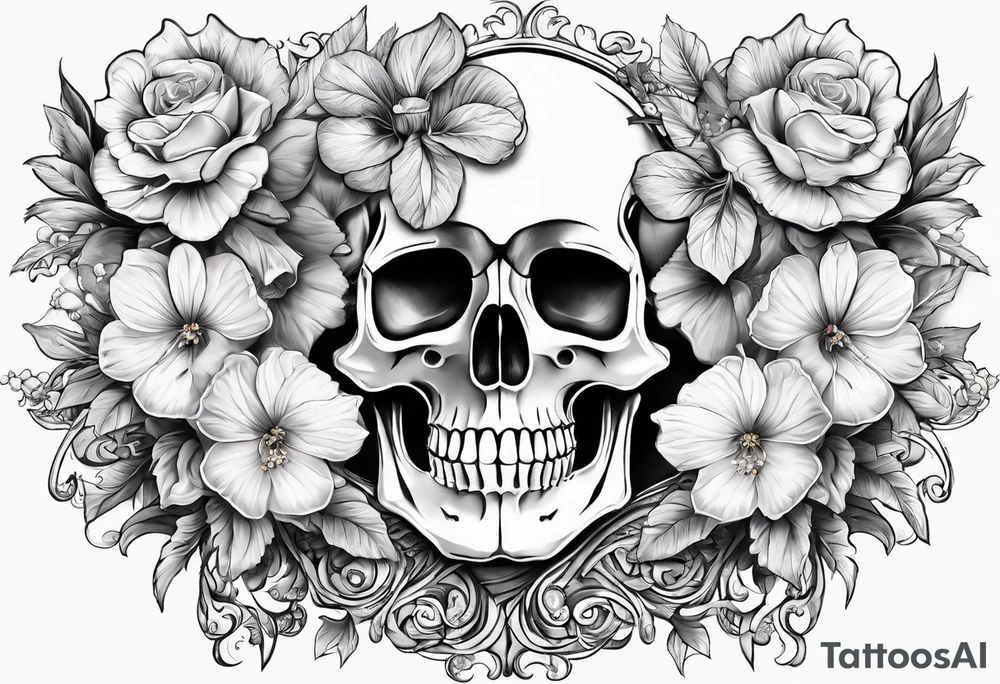 a skeleton couple with bibiscus flowers. western style tattoo idea