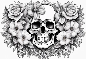 a skeleton couple with bibiscus flowers. western style tattoo idea