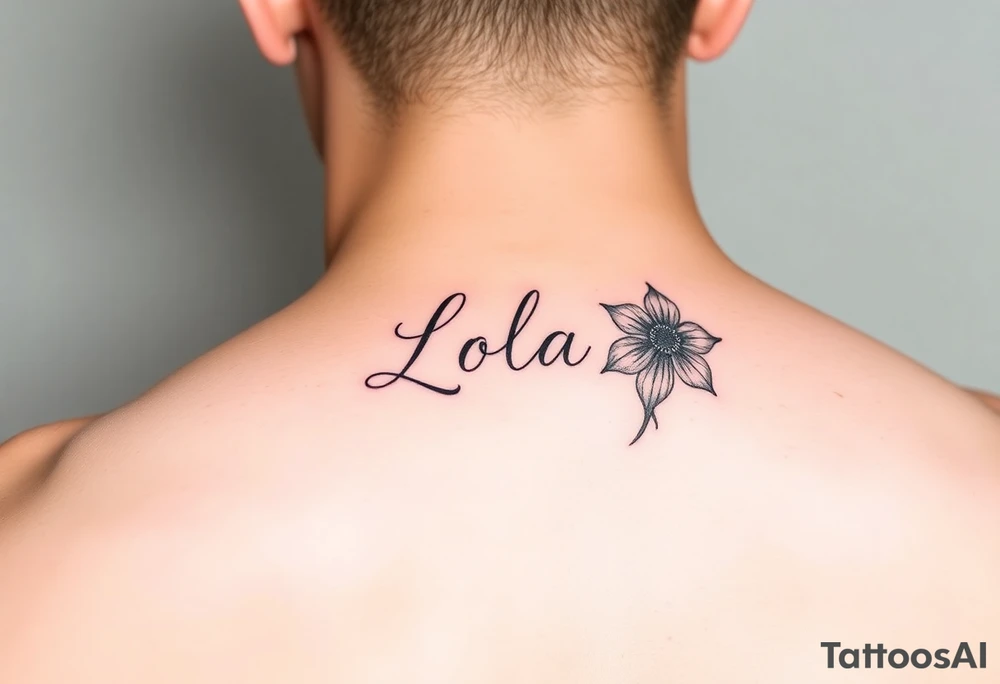 The name Lola  withJanuary birth flower tattoo idea