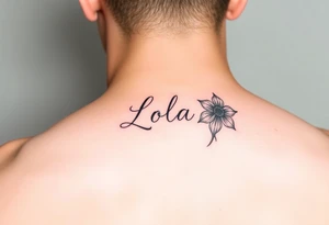 The name Lola  withJanuary birth flower tattoo idea