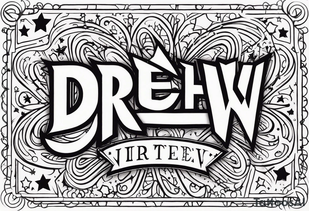 The name Drew with stars tattoo idea