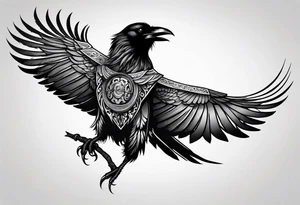 attacking raven in viking style tattoo idea