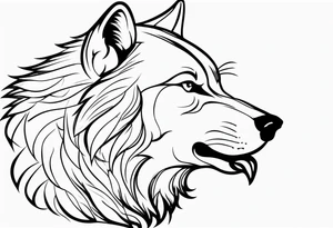 an angry wolf in profile who doesn't stick out his tongue tattoo idea