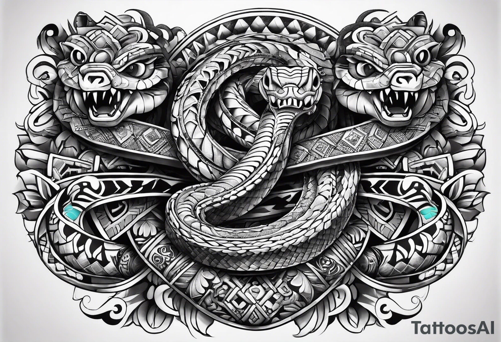 aztec snakes together tattoo idea