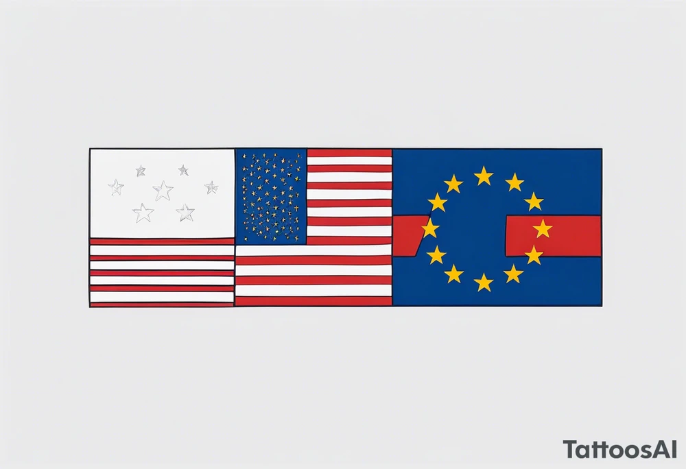 Sakartvelo Flag EUROPE USA merged tattoo idea