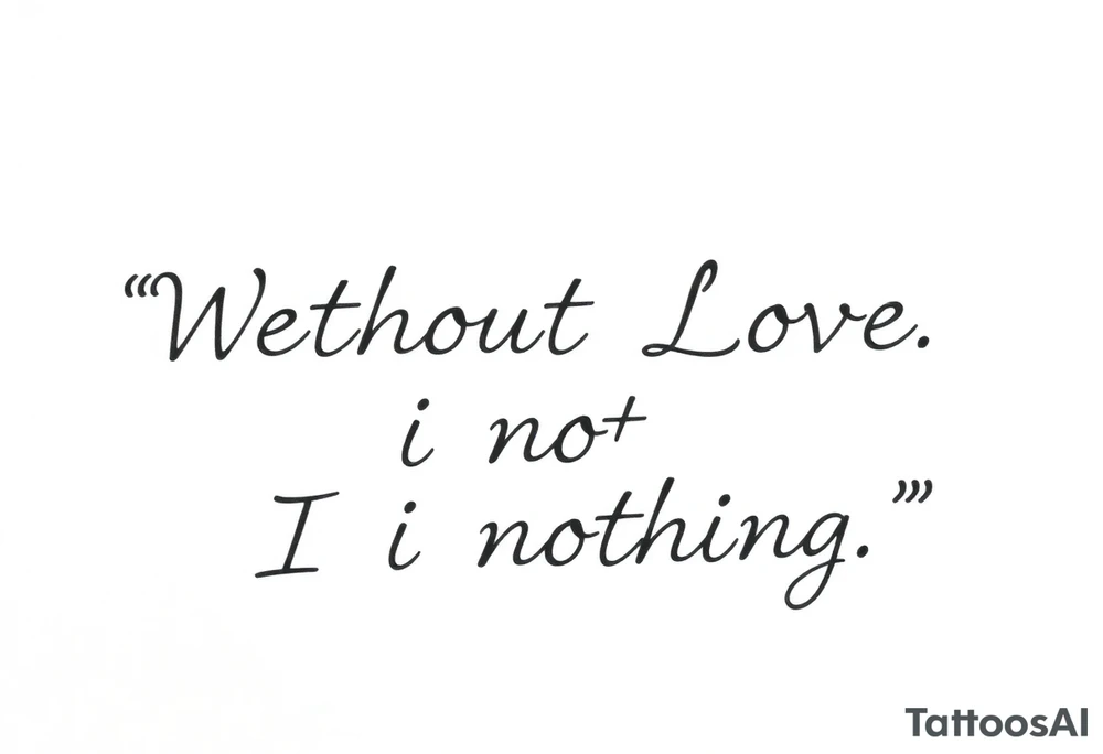 “Without Love, I am nothing.” In one line tattoo idea
