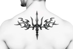 realistic man with trident tattoo idea