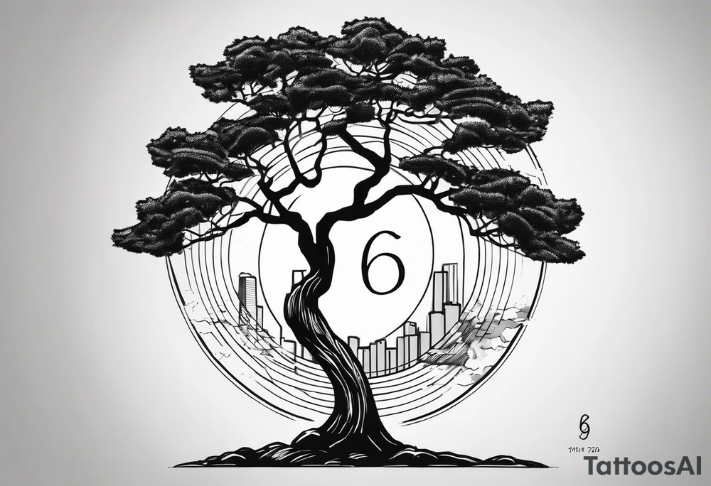 Hong Kong CityU tree with number 6 carved in it tattoo idea