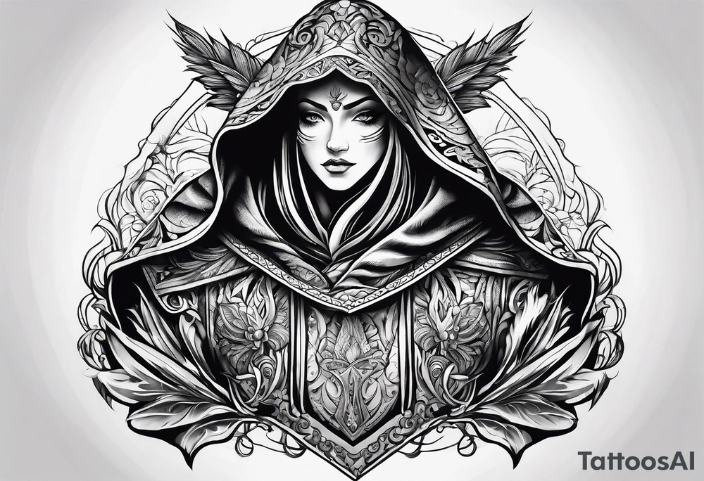 Cloak front facing tattoo idea