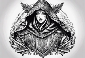 Cloak front facing tattoo idea