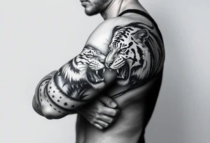 A lion & Tiger fighting tattoo idea