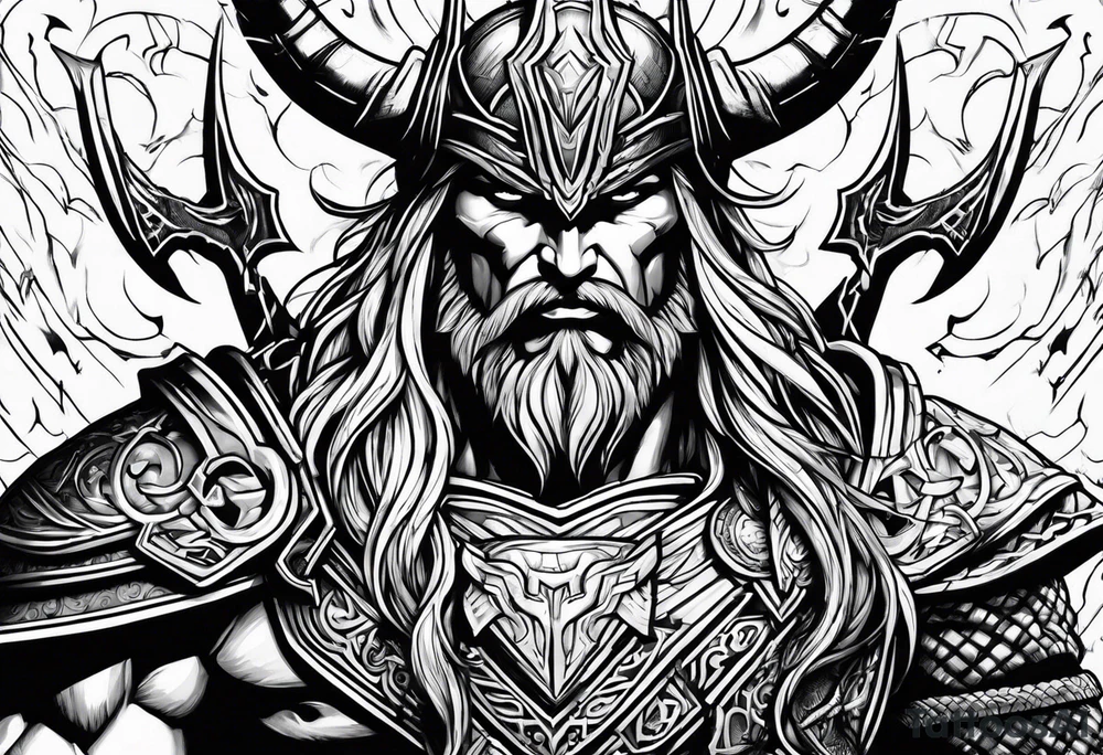 god of thunder with lightningbolts tattoo idea