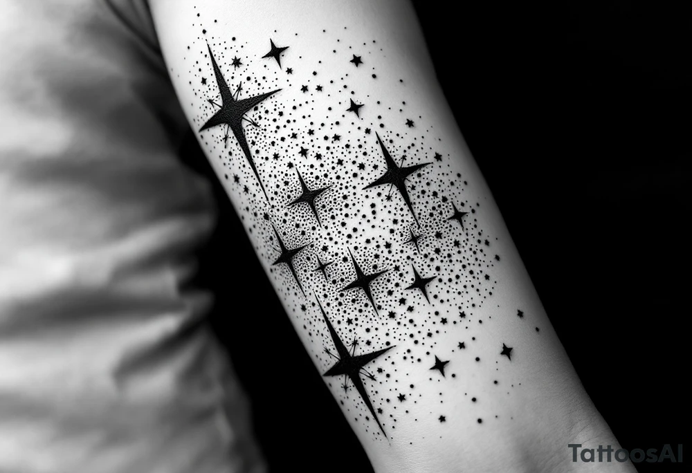 Small stars and tears background tattoo idea