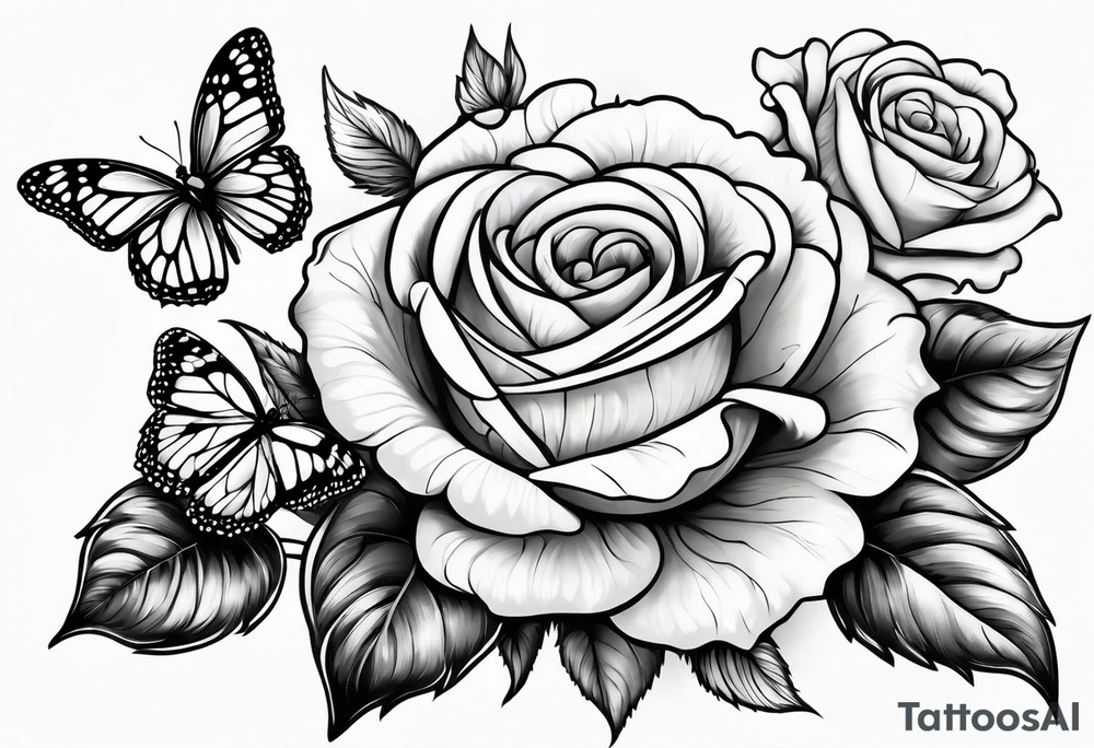 Flower rose, sunflower, butterfly, paw print tattoo idea