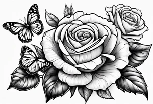 Flower rose, sunflower, butterfly, paw print tattoo idea