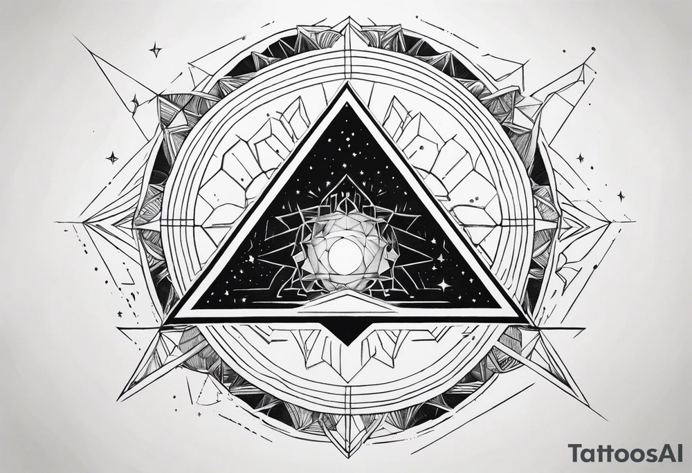 prism stone dispersing light ray into universe tattoo idea