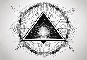 prism stone dispersing light ray into universe tattoo idea
