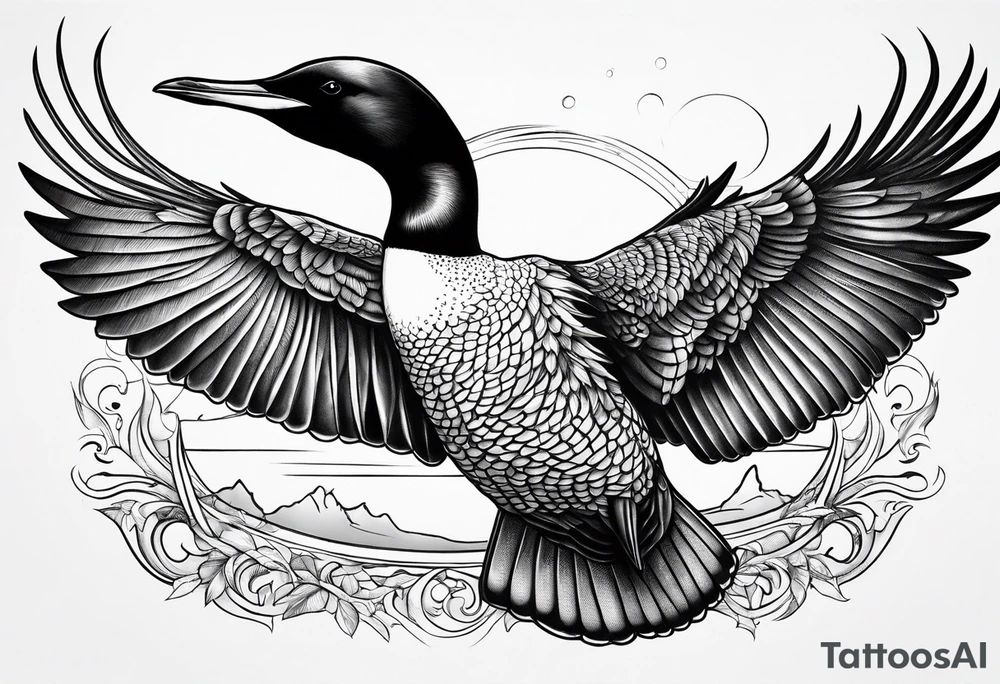 Loon stretching wings tattoo idea