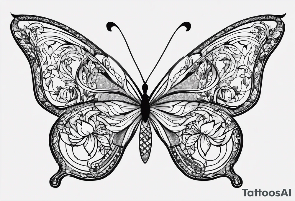 Floral lace butterfly survivor shoulder tattoo half sleeve tattoo idea