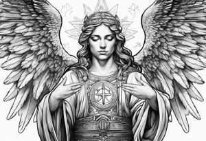 Micheal the arc angel extending hands tattoo idea