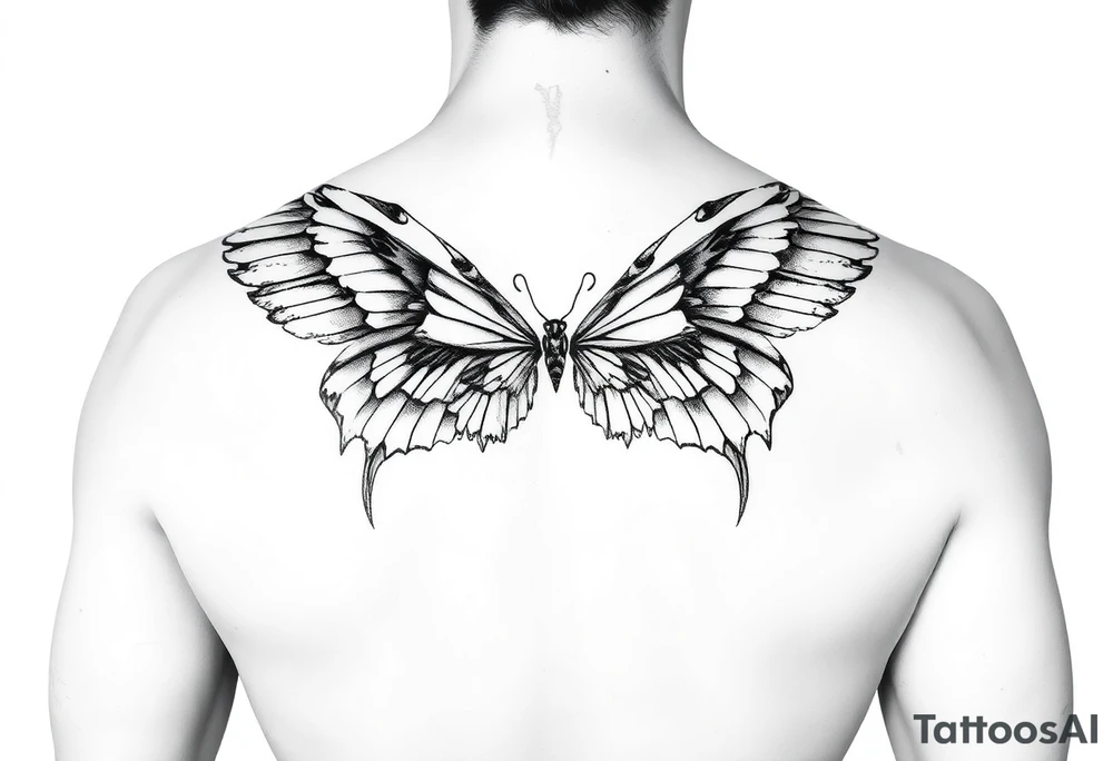 eros and psyche Greek mythology  inspired using angel wings and butterfly wings as core concepts- more illustrative and mythological for arm tattoo tattoo idea