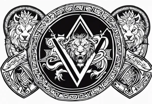 Valhalla shield sword valknut lion dragon tattoo idea