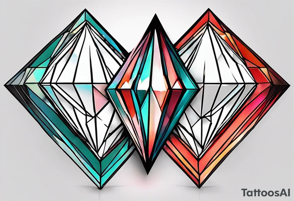 simple line tattoo of elongated diamond split down the middle vertically into 2 mirror image shapes tattoo idea