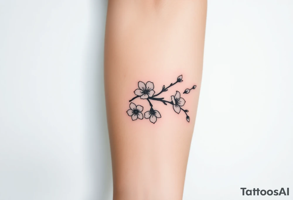 delicate cherry blossoms swirling in spring breeze with petals tattoo idea