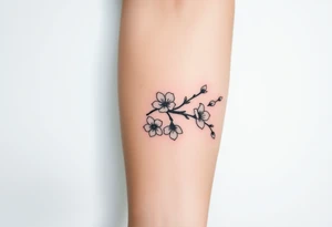 delicate cherry blossoms swirling in spring breeze with petals tattoo idea