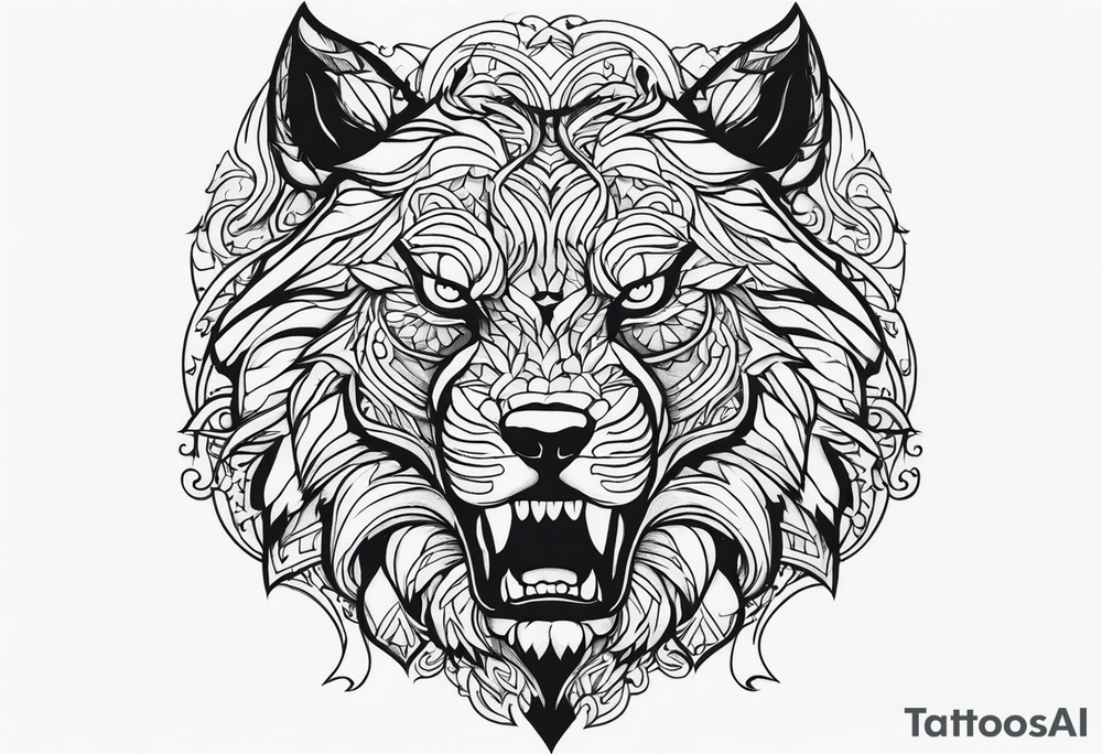 Angry wold tattoo idea