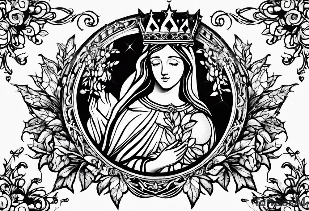 Mary and Jesus sacred heart thorn crown tattoo idea