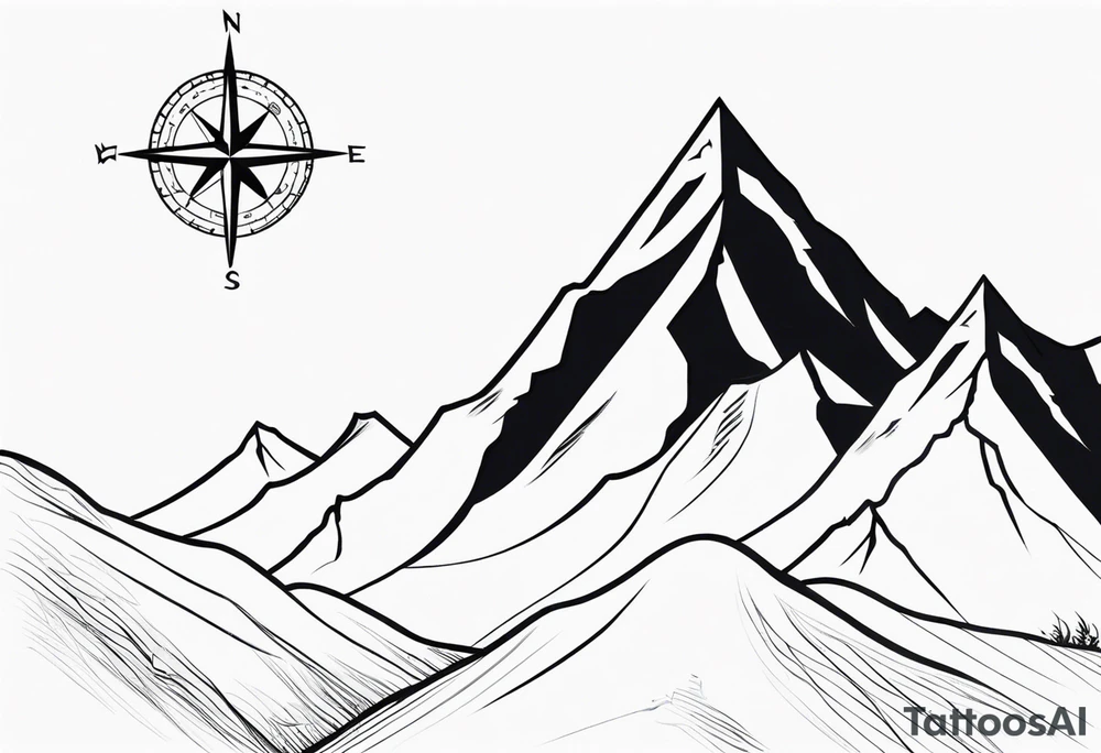 mountain and compass tattoo idea