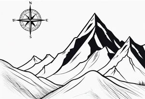 mountain and compass tattoo idea