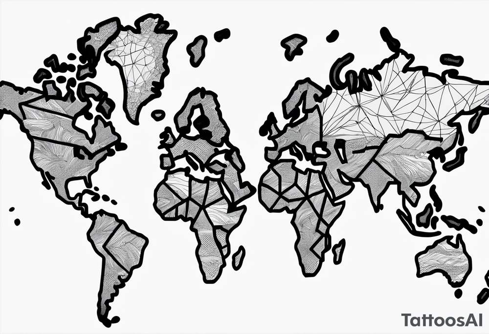 tattoo 
line drawing of the world map tattoo idea
