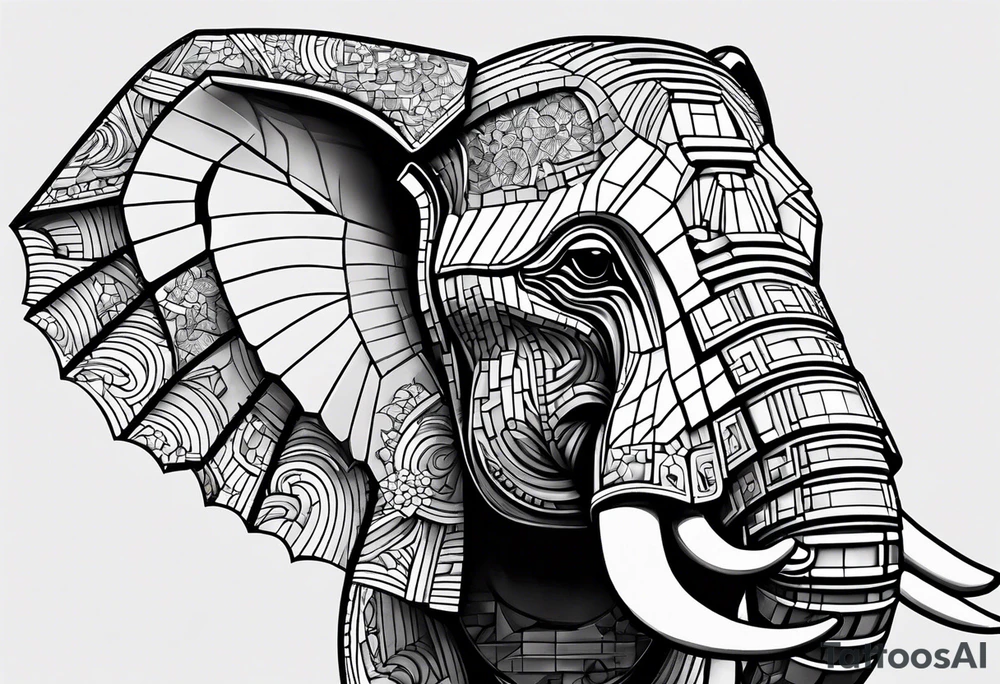 Elephant head made of lego blocks tattoo idea