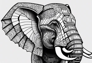 Elephant head made of lego blocks tattoo idea