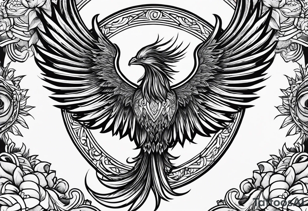 Phoenix and a sun tattoo idea