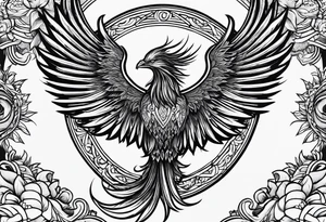 Phoenix and a sun tattoo idea