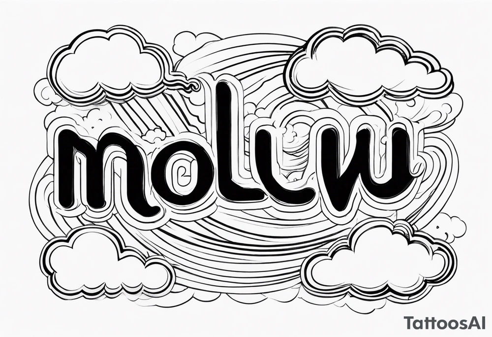 The word NoLuv with clouds around it tattoo idea