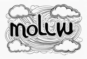 The word NoLuv with clouds around it tattoo idea