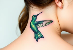 Humming bird black and green tattoo idea